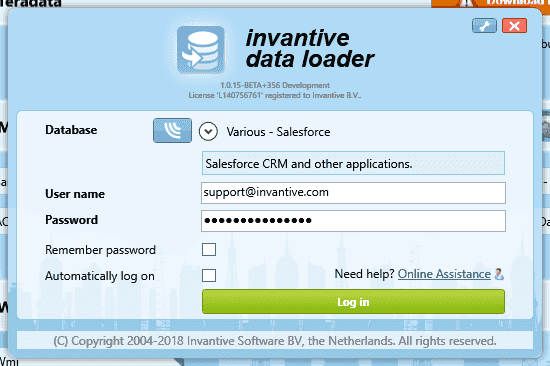 Log on from using your user name and password of Salesforce.