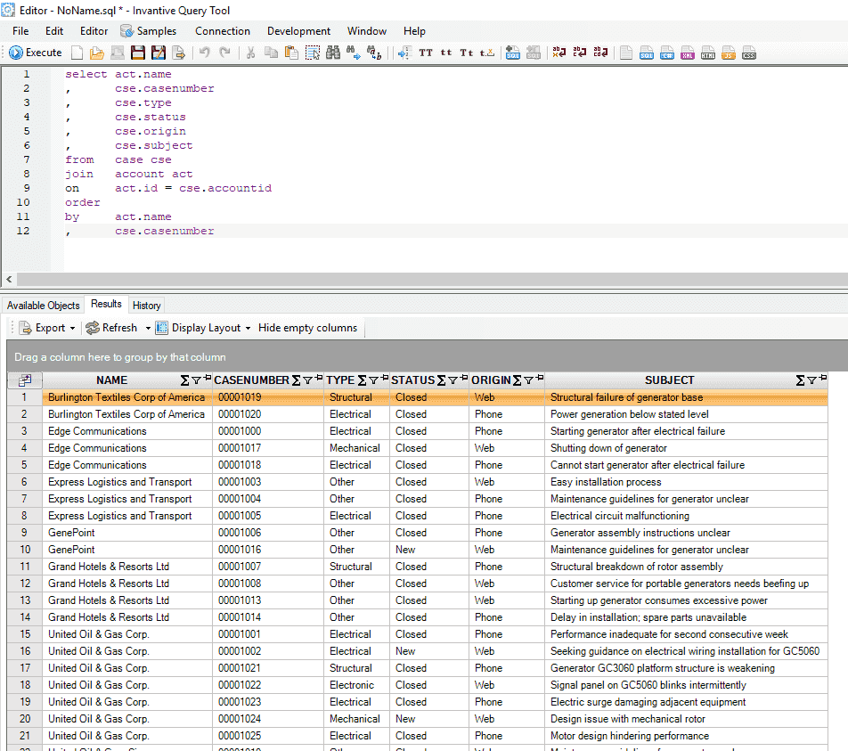 Salesforce tickets per reporter and export to CSV.